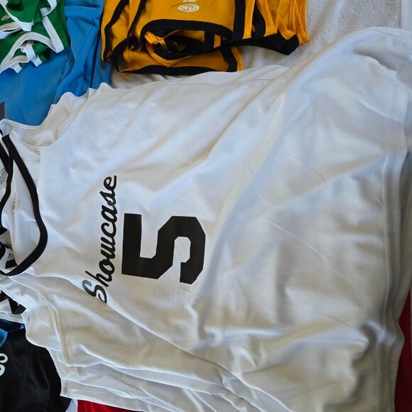 Lot of 10 EUC Athletic Knit WHITE women's basketball jerseys pinnies tanks - Picture 1 of 3